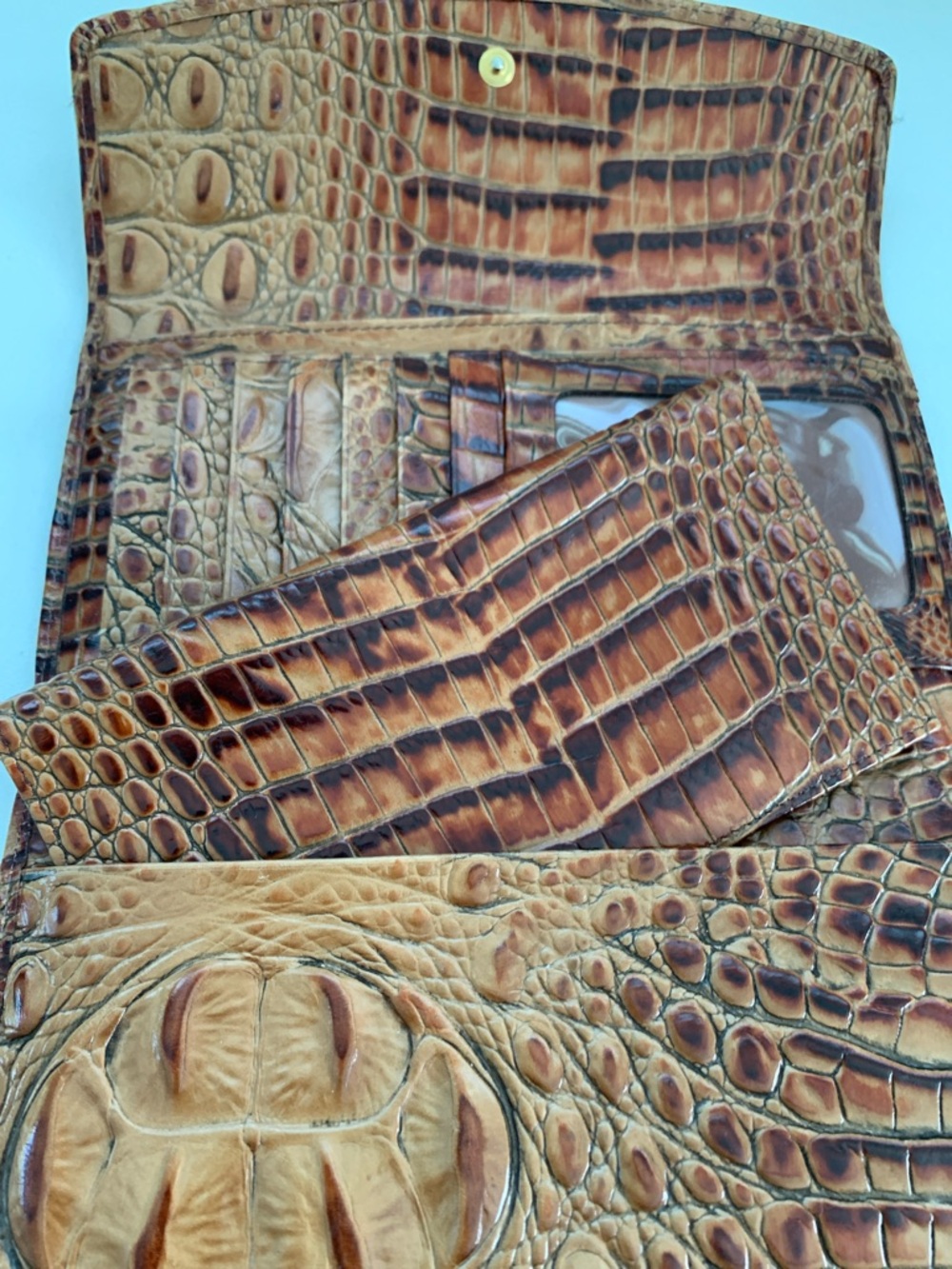 Brahmin Cognac Croc-Embossed Leather Clutch Wallet on Sale - Picture 6 of 10